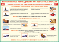 Таблица "Порядок действий при коматозном состоянии пострадавшего" (100х140 сантиметров, винил) - fgospostavki.ru - Мегион