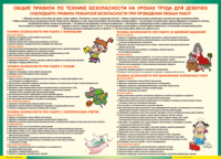 Таблица "Правила безопасности на уроках труда для девочек" (100х140 сантиметров, винил) - fgospostavki.ru - Мегион