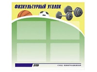 Стенд информационный "Физкультурный уголок" (80х75 сантиметров, 4 кармана, алюминиевый профиль) - fgospostavki.ru - Мегион
