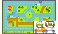 Игровой коврик "Дорожное движение - 2" с набором транспортных средств - fgospostavki.ru - Мегион