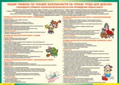 Таблица "Правила безопасности на уроках труда для девочек" (100х140 сантиметров, винил) - fgospostavki.ru - Мегион