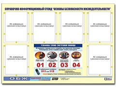 Стенд информационный "Основы безопасности жизнедеятельности" (80*110, 6 карманов) - fgospostavki.ru - Мегион