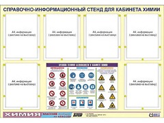 Стенд информационный "Правила техники безопасности в кабинете химии" (80х110, 6 карманов) - fgospostavki.ru - Мегион