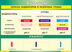 Таблица "Окраска индикаторов в различных средах" (100х140 сантиметров, винил) - fgospostavki.ru - Мегион