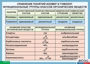 Таблица. Сравнение понятий изомер и гомолог. Функциональные группы классов органических веществ. - fgospostavki.ru - Мегион