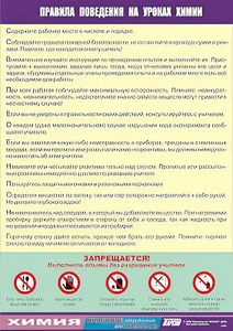 Таблица демонстрационная "Правила поведения на уроках химии" (винил 100х140) - fgospostavki.ru - Мегион