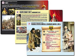 Комплект таблиц по истории "История России XVI - XVIII вв." раздаточные (цветные, ламинированные, А4, 10 штук) - fgospostavki.ru - Мегион