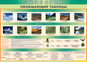 Таблица "Экология. Обобщающие таблицы" (100х140 сантиметров, винил) - fgospostavki.ru - Мегион