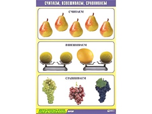 Таблица демонстрационная "Считаем, взвешиваем, сравниваем" (винил 70x100) - fgospostavki.ru - Мегион
