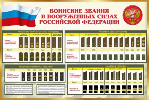 Стенд "Воинские звания в вооруженных силах РФ" - fgospostavki.ru - Мегион