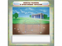 Магнитно-маркерная доска "Макеты убежищ и простейших укрытий" с комплектом фолий и тематических магнитов - fgospostavki.ru - Мегион