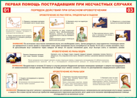 Таблица "Порядок действий при опасном кровотечении" (100х140 сантиметров, винил) - fgospostavki.ru - Мегион