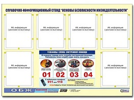 Стенд информационный "Основы безопасности жизнедеятельности" (80*110, 6 карманов) - fgospostavki.ru - Мегион